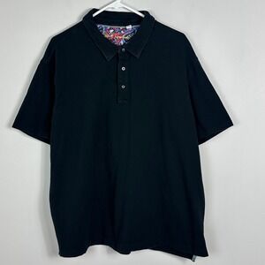 Robert Graham Black Short Sleeve Polo Shirt Mens Size XXL Golf Tennis Minimalist